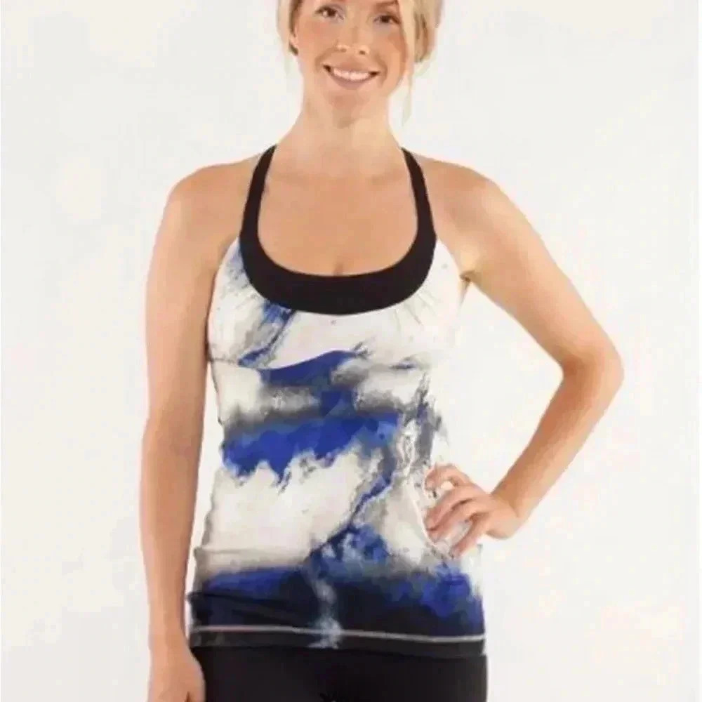Lululemon Scoop  Me Up Tank Top Milky Way Multi Print / Black Size 4